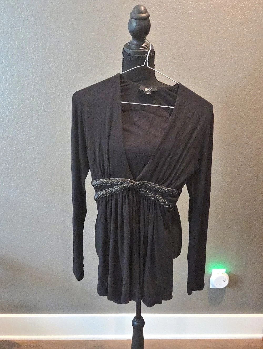 Sky Black Long Sleeve Mini Dress